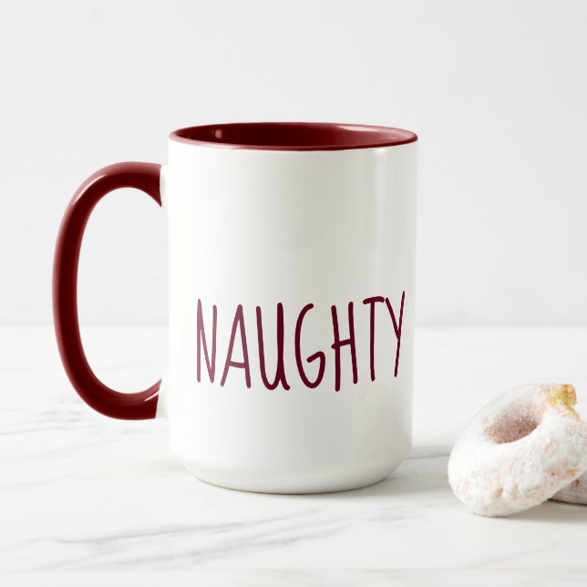 Cute Naughty and Nice Christmas Mug (With Donut)