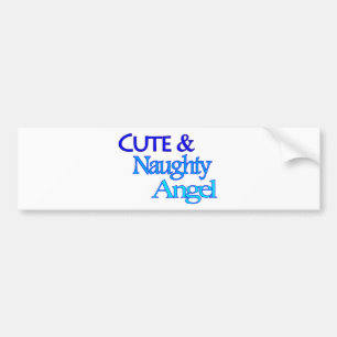 Cute Naughty Angel fun blue design Bumper Sticker