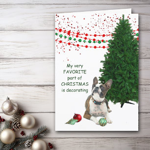 Cute Naughty Boston Terrier Dog Christmas Card