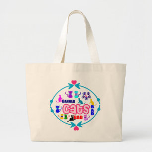 😻🐾↷❤Cute Naughty Cat Family Fabulous Jumbo Large Tote Bag
