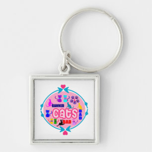 😻🐾↷❤Cute Naughty Cat Family Fabulous Waterproof Key Ring