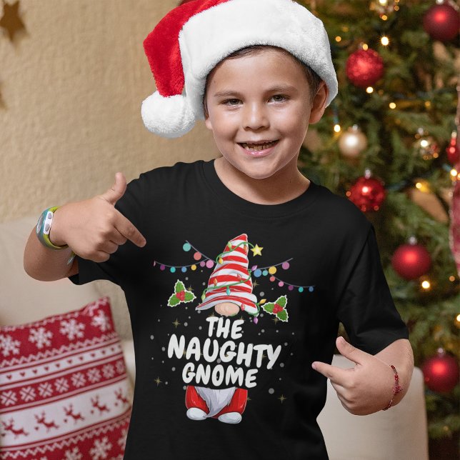 Cute Naughty Gnome Personalised Christmas T-Shirt (Creator Uploaded)