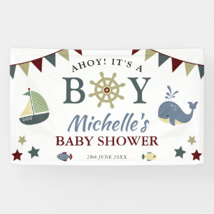 Cute Nautical Ahoy! Its a Boy Baby Shower Banner