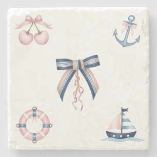 Cute nautical and coquette infusion stone coaster