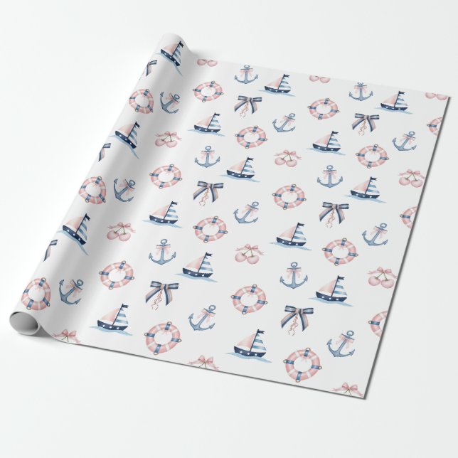 Cute Nautical and Coquette Infusion!  Wrapping Paper (Unrolled)