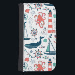 Cute Nautical Animals And Symbols Pattern Samsung S4 Wallet Case<br><div class="desc">Cute nautical assorted animals and nautical symbols simple illustration over customisable white background colour. If you need any help customising any of my designs,  contact ArtOnWear designer. Free text formatting with live help available by request.</div>