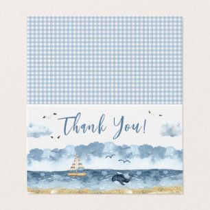 Cute Nautical Baby Boy Foldable Thank You Cards