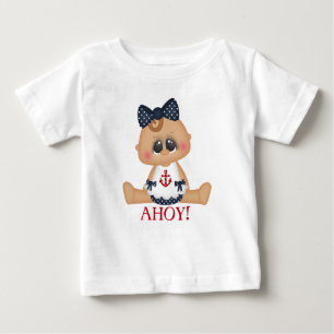 Cute Nautical Baby Girl Ahoy! Baby T-Shirt