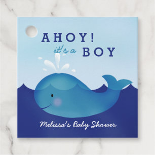 Cute Nautical Baby Shower Blue Whale Favour Tags
