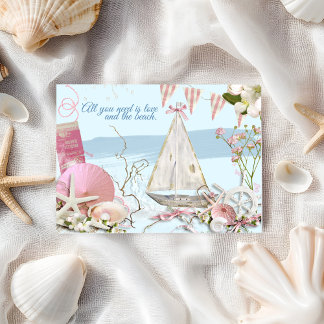 Cute Nautical Beach Retro Greeting  Postcard