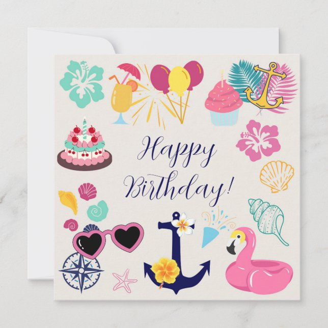   Cute Nautical Birthday Card (Front)