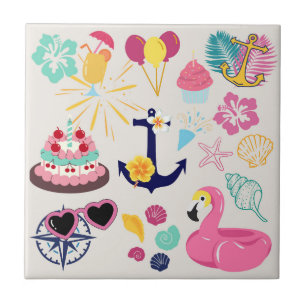 Cute Nautical Birthday Ceramic Tile