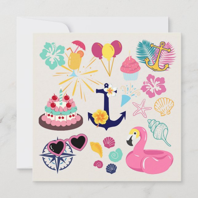   Cute Nautical Birthday Invitation (Front)