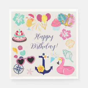 Cute Nautical Birthday Napkin