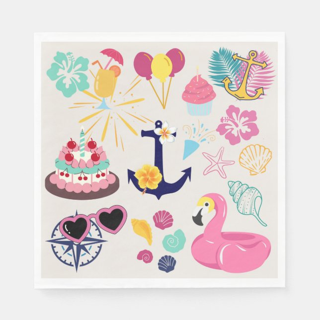 Cute Nautical Birthday Napkin (Front)