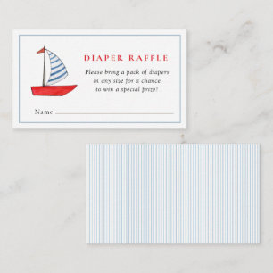 Cute Nautical Boat Baby boy shower diaper raffle  Enclosure Card