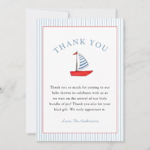 Cute Nautical Boat Baby Boy shower Thank You Card