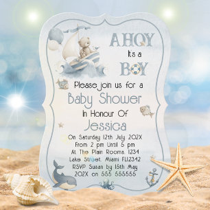 Cute Nautical Boy Baby Shower Invitation