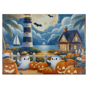 Cute, Nautical/coastal Halloween ghost/pumpkins Cutting Board