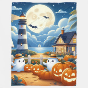 Cute, Nautical/coastal Halloween ghost/pumpkins Fleece Blanket