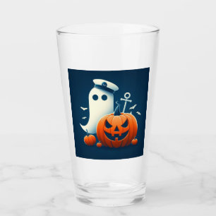 Cute, Nautical/coastal Halloween ghost/pumpkins Glass