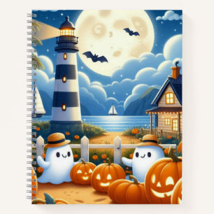 Cute, Nautical/coastal Halloween ghost/pumpkins Notebook