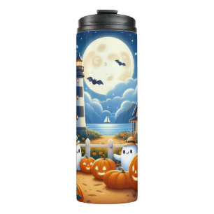 Cute, Nautical/coastal Halloween ghost/pumpkins Thermal Tumbler