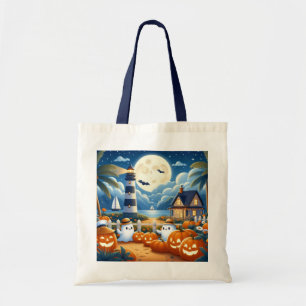 Cute, Nautical/coastal Halloween ghost/pumpkins Tote Bag