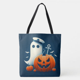 Cute, Nautical/coastal Halloween ghost/pumpkins Tote Bag