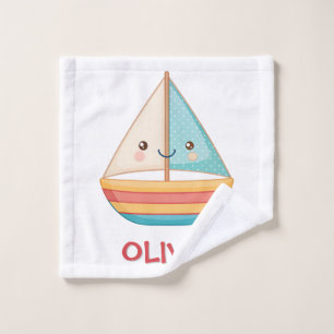 Cute Nautical Colourful Sailboat Wash Cloth