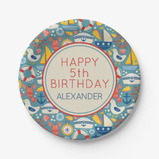 Cute Nautical Marine Sea Life Personalised Paper Plate