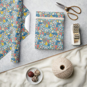 Cute Nautical Marine Sea Life Wrapping Paper