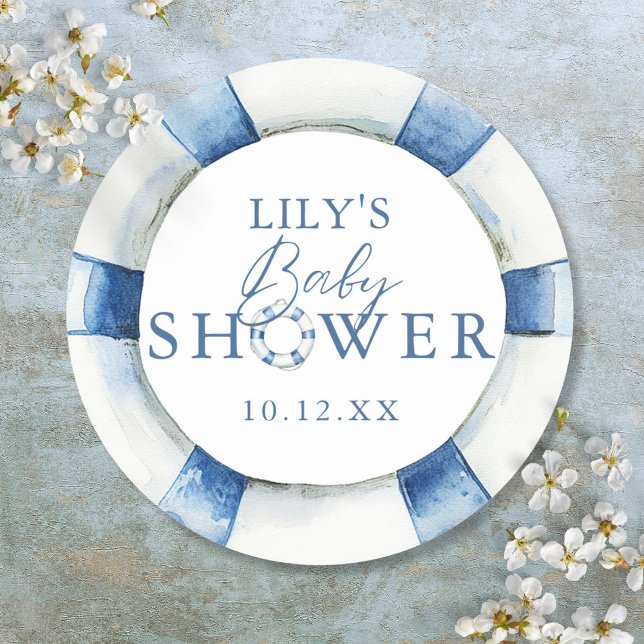 Cute Nautical Ocean Lifebuoy Baby Shower Favour Classic Round Sticker (Cute Nautical Ocean Lifebuoy Baby Shower Favor Classic Round Sticker)