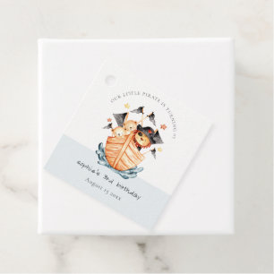 Cute Nautical Pirate Ship Lion Cub Kids Birthday Favour Tags