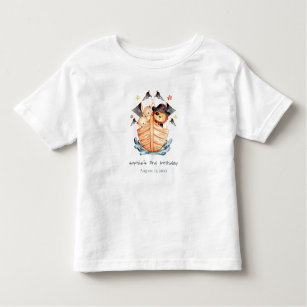 Cute Nautical Pirate Ship Lion Cub Kids Birthday Toddler T-Shirt