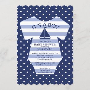 Cute Nautical Sailboat Baby Shower Invitation