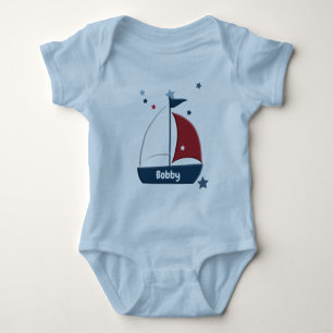 Cute Nautical Sailboat Custom Baby Baby Bodysuit