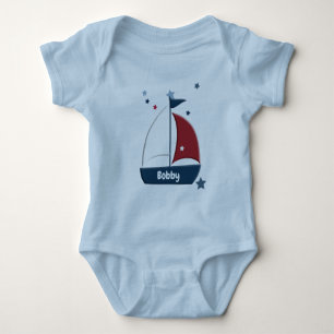Cute Nautical Sailboat Custom Baby Bodysuit