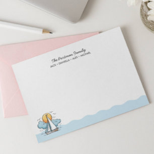 CUTE NAUTICAL SAILBOAT FAMILY NOTECARDS