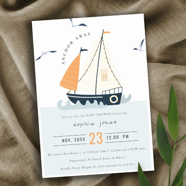 Cute Nautical Sailboat Pastel Baby Shower Invite (Creator Uploaded)