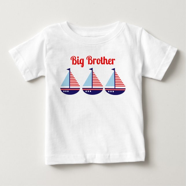 Cute Nautical Sailboat Personalised Kids Baby T-Shirt (Front)