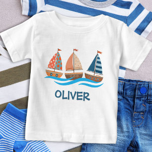 Cute Nautical Sailboats Baby T-Shirt