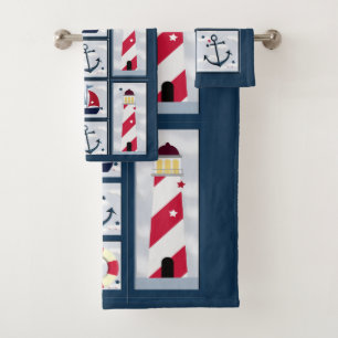 Cute Nautical Sailing Design Bath Towel Set