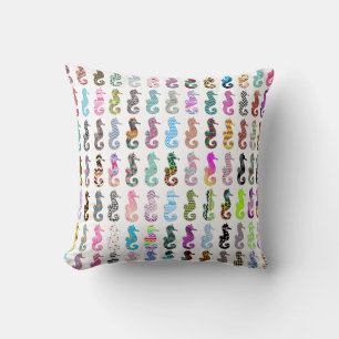 Cute nautical sea horse colourful girly patterns t cushion