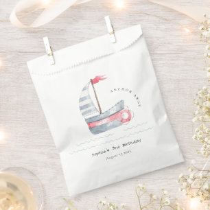 Cute Nautical Soft Red Blue Sailboat Kids Birthday Favour Bag