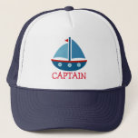 Cute nautical toy boat trucker hat for kids<br><div class="desc">Cute nautical toy boat trucker hat for kids. Funny maritime gift idea for boys. Sailing ship illustration. Vector design for children. Personalizable with name or text like; captain,  ship ahoy,  sailor etc. Fun gift idea for children's Birthday party. Make one for son,  grandson,  grandchild,  brother etc.</div>