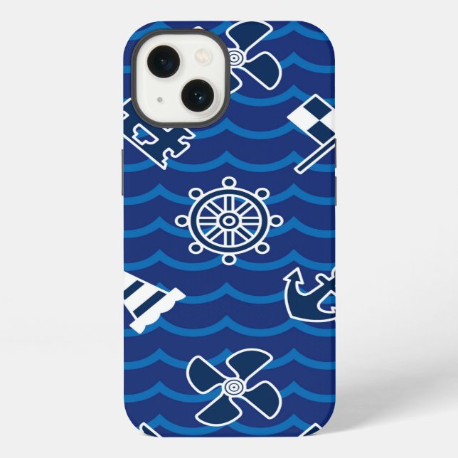 Cute Nautical Waves Pattern iPhone Case (Back)