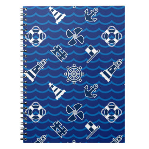 Cute Nautical Waves Pattern Notebook