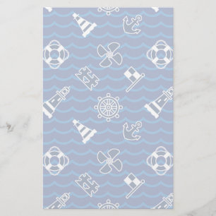 Cute Nautical Waves Pattern Stationery