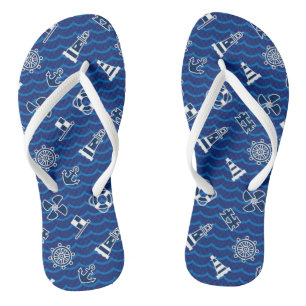 Cute Nautical Waves Pattern Thongs